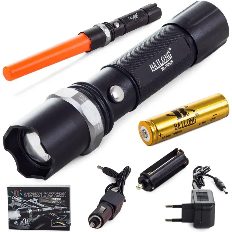 Zseblámpa Bailong BL-8626, LED típus CREE XPE figyelmeztető fogantyú Outlet
